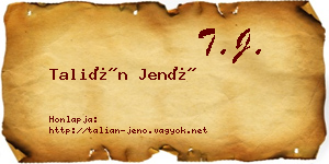 Talián Jenő névjegykártya